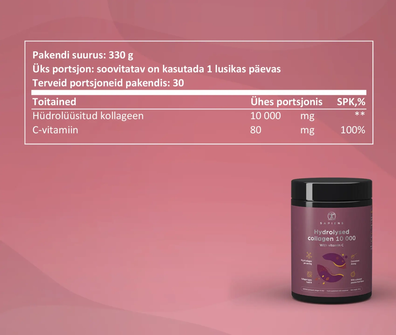 Hüdrolüüsitud kollageen 10 000 1+1