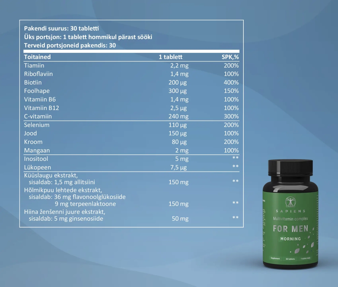 Multivitamiinikompleks Meestele 1+1