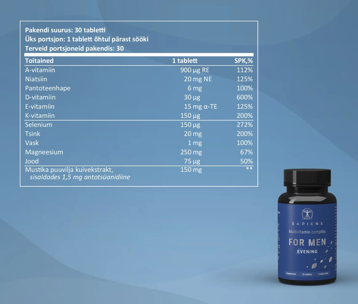 Multivitamiinikompleks Meestele 1+1