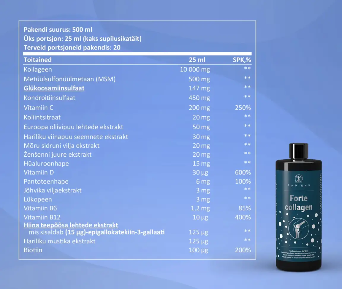 Forte kollageen (liigeste jaoks koos vit. D) x 3 Komplekt